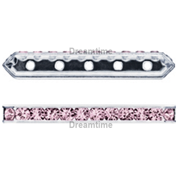 Dreamtime Crystal DC 77730 Rondelle Spacer Bars 5 Hole Light Amethyst/Silver